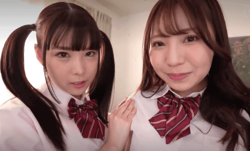 【横宮七海・流川莉央】美少女JK2人と学校で3Pハーレムエロタレ用アダルトAV無料エロ動画♡