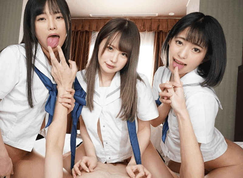 【松本いちか・久留木玲・渚みつき】美少女JK3人と教師がイチャイチャ4Pハーレムエロタレ用アダルトAV無料エロ動画♡